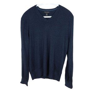 BANANA REPUBLIC M Silk Cashmere Luxury Blend Dark Blue V Neck Pullover Sweater